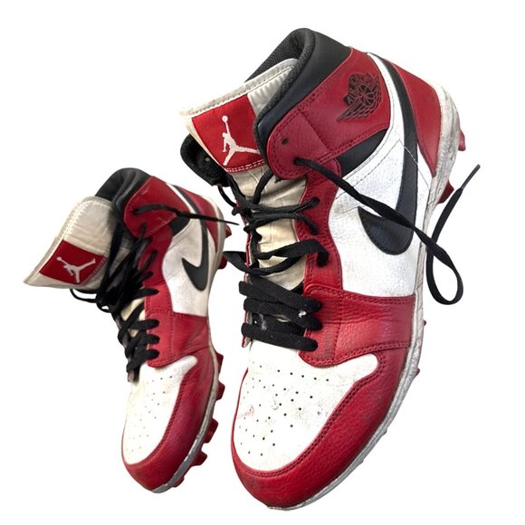 Nike Air Jordan 1 TD Retro Football Cleats Red/White/Black Size 11 Mens Shoes - Picture 1 of 9